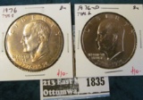 2 Eisenhower Dollars, 1976 type 1 (1975) BU & 1976-D type 1 (1975) BU, value for pair $20