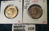 2 SBA Dollars, both 1979-P, wide rim/close date (SCARCE, acknowledged variety in Redbook) and narrow