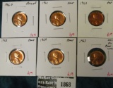 6 Proof Lincoln Cents - 1960, 1961, 1962, 1963, 1964, 1967 SMS BU Prooflike, group value $10