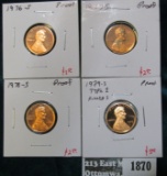 4 Proof Lincoln Cents, 1976-S, 1977-S, 1978-S & 1979-S type 1, group value $13+