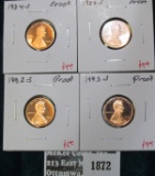 4 proof Lincoln Cents, 1984-S, 1989-S, 1992-S & 1993-S, group value $27