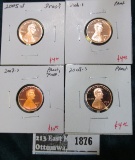 4 proof Lincoln Cents, 2005-S, 2006-S, 2007-S (toned) & 2008-S, group value $22