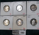 Group of 6 Proof Jefferson Nickels, 1973-S, 1974-S, 1975-S, 1976-S, 1977-S & 1979-S type 2, group va