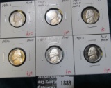 Group of 6 Proof Jefferson Nickels, 1980-S, 1981-S type 1, 1981-S type 2, 1983-S, 1984-S & 1985-S, g