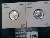 Group of 2 90% Silver Proof Roosevelt Dimes, 1956 & 1957, group value $13+