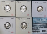 Group of 5 Proof Roosevelt Dimes, 1971-S, 1973-S, 1974-S, 1975-S & 1976-S, group value $10+