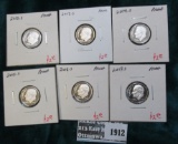 Group of 6 Proof Roosevelt Dimes, 2012-S, 2013-S, 2014-S, 2015-S, 2016-S & 2017-S, group value $15+