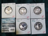 Group of 5 90% Silver Proof Washington Quarters, complete 2003-S 5 coin set, MO, IL, AR, ME & AL, gr