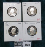 Group of 4 Proof Washington Quarters, 1978-S, 1979-S type 1, 1979-S type 2 & 1980-S, group value $21