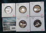 Group of 5 Proof Washington Quarters, 2005-S OR, 2005-S KS, 2005-S WV, 2005-S MN & 2005-S CA, group
