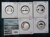 Group of 5 Proof Washington Quarters, 2013-S NH, 2013-S SD, 2013-S NV, 2013-S OH & 2013-S MD, group