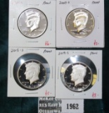 Group of 4 Proof Kennedy Halves, 2001-S, 2007-S, 2015-S & 2019-S, group value $24+