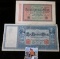 Two Old German Banknotes dated 1910 Oner Hundred Mark & 1923 20,000 Mark. Both are very colorful.