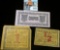 Set of three different Depression era Tobacco Coupons.