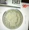 1905 O Barber Half Dollar, Full rims.