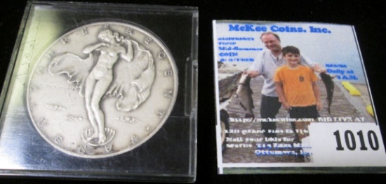 1955 Zodiac Vintage Venus Medal in original holder from Austria, .900 Fine silver (marked on edge).