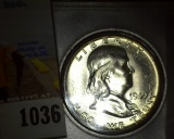 1949 P Franklin Half Dollar, Gem BU in a Snaptight case.