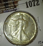 1945 P Walking Liberty Half Dollar, Nice luster and toning.