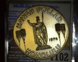 1974 Hawaii Dollar Brass, 39mm.