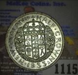 1933 New Zealand Silver Half Crown, EF-AU.