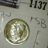 1945 D Mercury Dime, Gem BU with Full Split Bands.