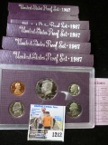 (5) 1987 S Five-piece U.S. Proof Sets in original boxes of issue.