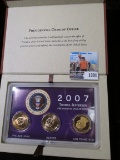 2007 P, D, & S Edition Presidential Dollars in a Special Case. Thomas Jefferson Proof & BU Three-pie