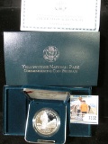 1999 P Yellowstone National Park Proof Silver Dollar in original box of issue with COA.