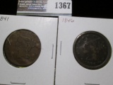 1841 & 1846 U.S. Large Cents.