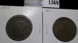 Pair of old U.S. Large Cents, one is dated 1847.