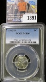 1943 D Lincoln Cent, PCGS slabbed MS66.