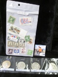 (14) Mint condition U.S. Stamps, some higher value; 1967P, 71D, 72P, & 72D Kennedy Half Dollars.