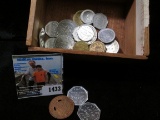 Old Wooden Cigar Box of Tokens, includes a Bermuda Ferry Token that is kind of neat.