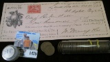 Solid date roll of 1928 P Lincoln Cents & a $100 Bank Draft with Stamp drawn by McCormack Reaper gro