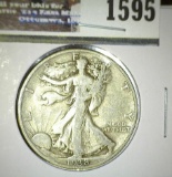 1938 D High grade Walking Liberty Half Dollar.