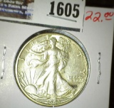 1945 D High grade Walking Liberty Half Dollar.