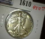 1946 P Walking Liberty Half Dollar, Lovely toned BU.