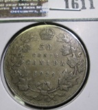 1929 Canada Sterling Silver Half Dollar, nice grade.