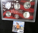 2003 S U.S. Silver Five-piece Proof Quarter Set, in hard plastic case of issue.