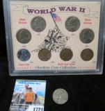 Eight-piece World War II Coin Set in a special holder, lots of silver; & an additional 1944 D Silver