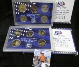 2000 S & 2001 S U.S. Five-piece Quarter Proof Sets in original boxes as issued.