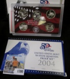 2004 S Silver & Clad Five-piece Proof State Quarter Sets in original boxes.