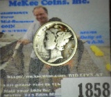 1921 P Mercury Dime, G/AG. details with a reverse counting machine mark.