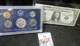 1968 BU Year Set, mixed Mints; & Series 1957 One Dollar Silver Certificate.