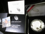 2015 March of Dimes Proof Silver Dollar with original box of issue and COA.