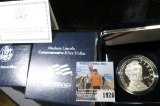 2009 Abraham Lincoln Proof Silver Dollar with original box of issue and COA.