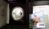 1986 S Silver Proof American Eagle in original velvet-lined box of issue.