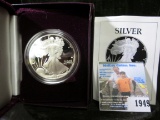 1989 S Silver Proof American Eagle in original velvet-lined box of issue.