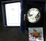 2013 W Silver Proof American Eagle in original velvet-lined box of issue.