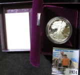 1986 S Silver Proof American Eagle in original velvet-lined box of issue.